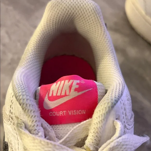 Nike White and Black Pink Court Vision Shoes - Picture 2 of 7
